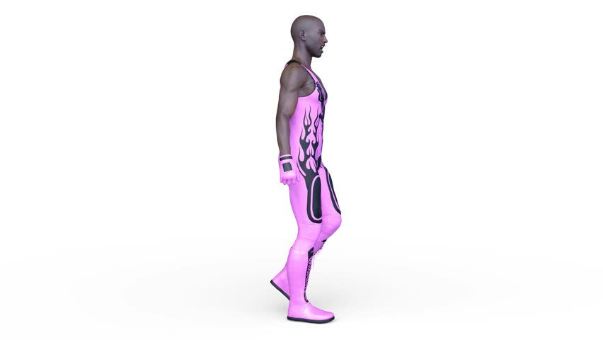 3D rendering of a walking martial artist