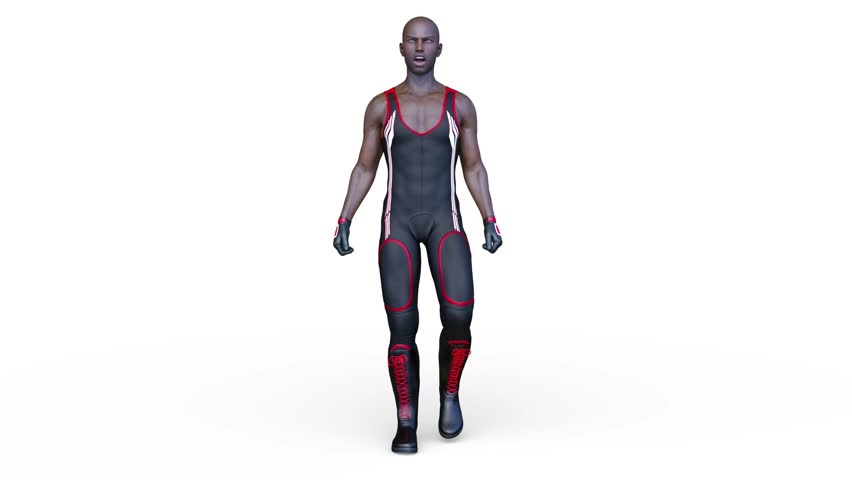 3D rendering of a walking martial artist