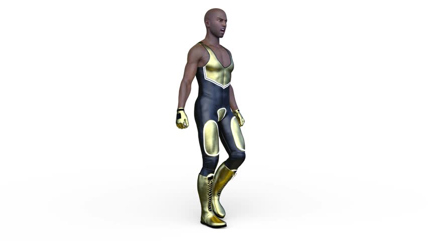 3D rendering of a walking martial artist