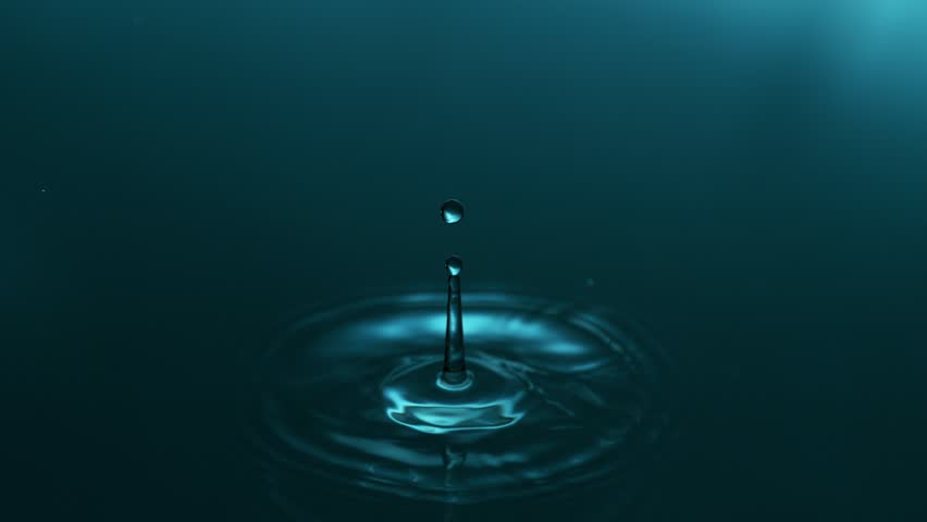 Super Slow Motion of Water Drop in Extreme Detail. Filmed on High Speed Cinema Camera, 1000fps.