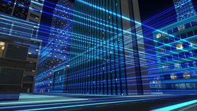 Cityscape with futuristic network connection 3d illustration - Powered by Shutterstock - Get 15% off with code: PIKWIZARD15