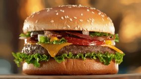 Spinning Premium Hamburger Filmed with Camera Motion. - Powered by Shutterstock - Get 15% off with code: PIKWIZARD15