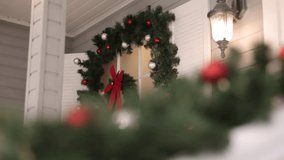 Wall adornment, Wreath backdrop, Festive wreath. Circular display evergreens hangs elegantly on wall, signaling arrival holiday season. - Powered by Shutterstock - Get 15% off with code: PIKWIZARD15