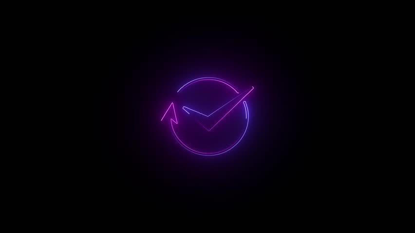 correct sign icon neon animaded vedio	