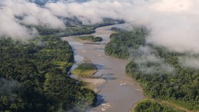 Drone footage of Pastaza River in Ecuador, South America, largest river in Ecuadorian Amazon - Powered by Shutterstock - Get 15% off with code: PIKWIZARD15