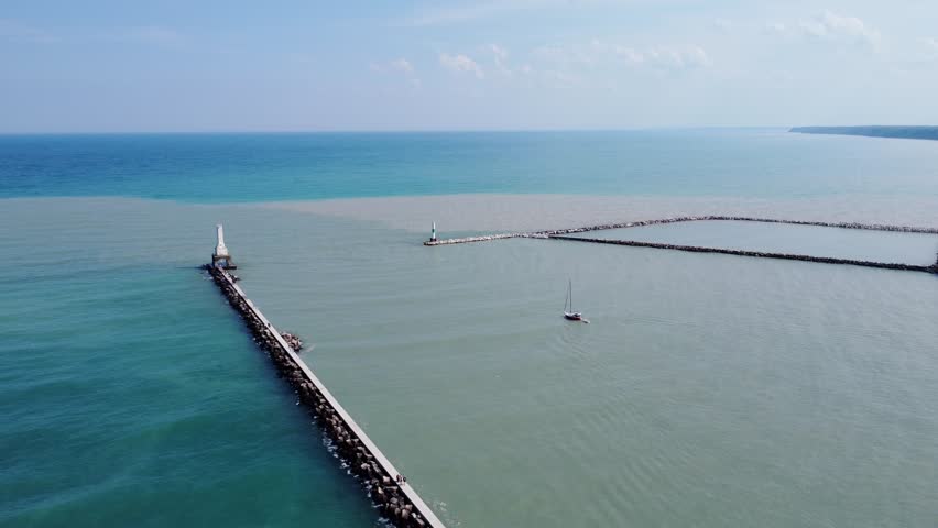 Breakwater Light At The Mouth Of The Wisconsin Harbor In Port Washington.