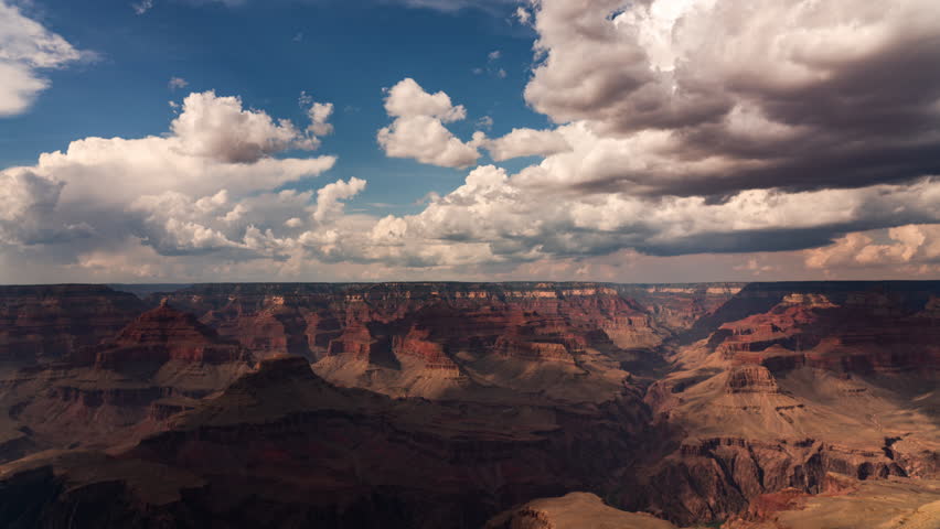 Grand Canyon Cumulus Clouds above North Rim Time Lapse Tilt Up Arizona USA