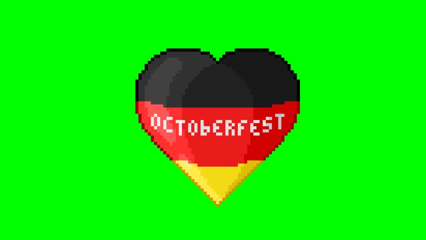 Oktoberfest floating heart, pixel art animation