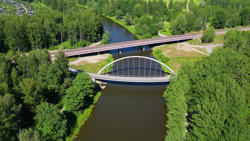 The Viikinmäki Pedestrian and Cycling Bridge is Located in the Viikki Area, Helsinki, Near Viikki Market