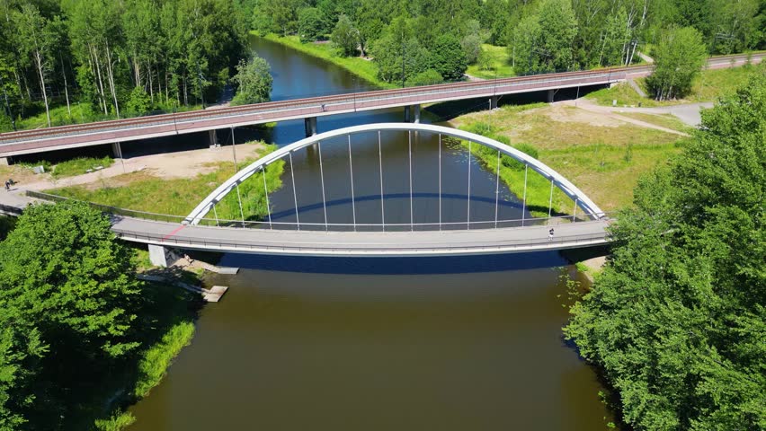 The Viikinmäki Pedestrian and Cycling Bridge is Located in the Viikki Area, Helsinki, Near Viikki Market