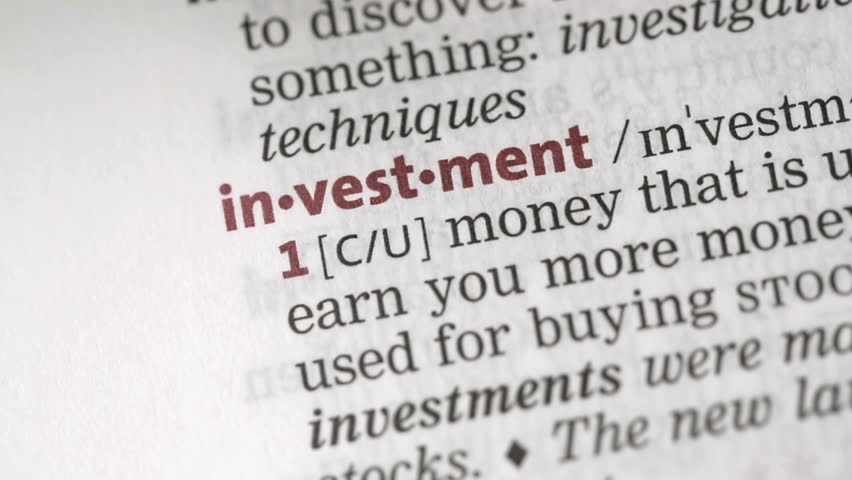 Definition of Investment Highlighted in Stock Footage Video (100% ...