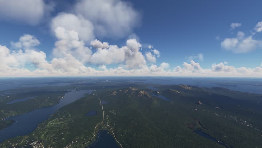 3D - Aerial view Acadia National Park in Maine. United States
