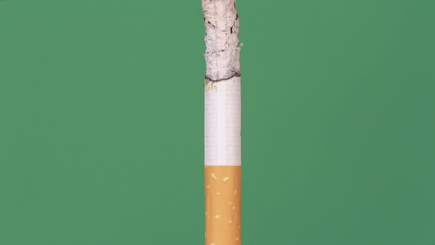 Close-up Of Cigarette TimeLapse on a greenscreen
