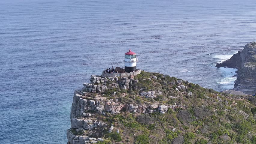 Famous Cape Point At Cape Town Western Cape South Africa. Navigation Cape Town South Africa. Coast Clouds Sky Seaside Summertime. Coast International Seaside Beach Panorama.