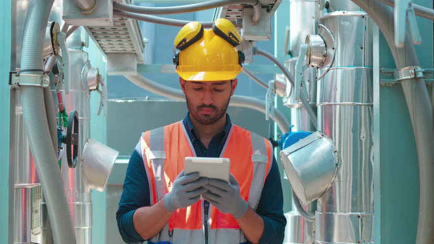 Engineers check and adjust the valves to ensure the proper amount of water flows into the air conditioning pipes.