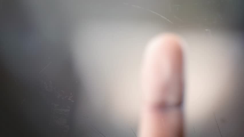 Finger makes a fingerprint.
Finger touches a pane of glass and leaves a fingerprint.