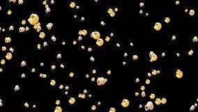 Animation Of Pop Corn Falling Over Black Background. Slow Motion Of Pop Corn Falling Background, Popcorn Randomly Flying In Black Background	 - Powered by Shutterstock - Get 15% off with code: PIKWIZARD15