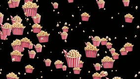Slow Motion Of Pop Corn Falling On Black Background, Animation Of Popcorn Randomly Flying In Black Background, Popcorn Falling From Out Of Box, Popcorn Box Falling On Black Background.	
 - Powered by Shutterstock - Get 15% off with code: PIKWIZARD15