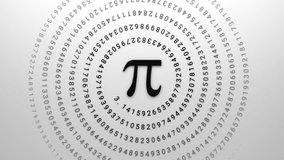 pi irrational number with infinite decimals spiral array 3d animation. Can be used to represent circumference math of high school, engineering or physics computation - Powered by Shutterstock - Get 15% off with code: PIKWIZARD15