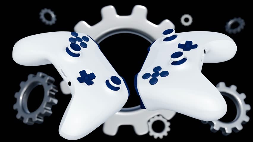3d animation of game console and cogwheel, as a symbol of game development  - Powered by Shutterstock - Get 15% off with code: PIKWIZARD15