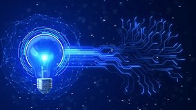 Digital Brain circuit Light bulb digital computer AI microchip brain robot futuristic cyber tech metaverse web 3 design Geometrical sci fi cyberpunk blueprints pcb board integrated. 3D Illustration - Powered by Shutterstock - Get 15% off with code: PIKWIZARD15