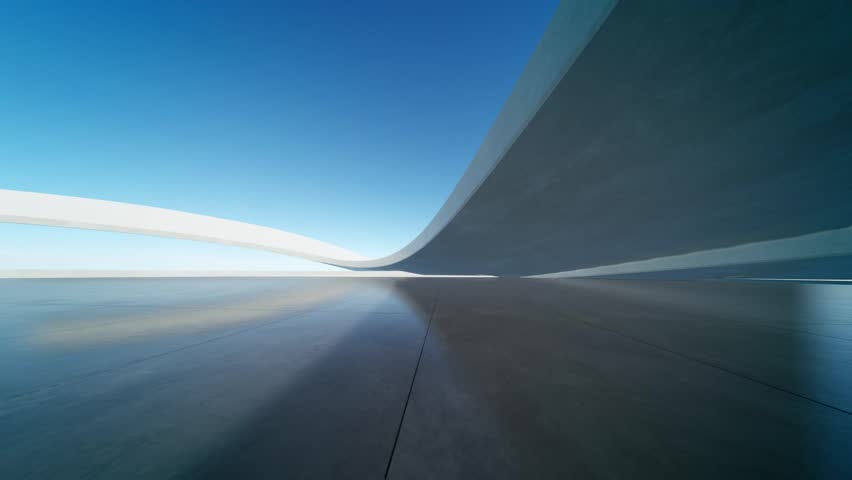 3d render of abstract curve structure futuristic architecture with empty concrete floor