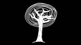This is a motion graphic animation of a white wiggly hand drawn scribble tree doodle, on alpha transparent background, on loop - Powered by Shutterstock - Get 15% off with code: PIKWIZARD15
