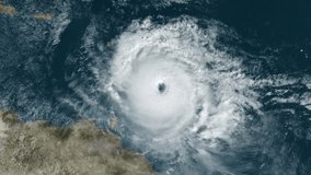 A fictional satellite view of a large hurricane approaching Cuba near South America. Modified hurricane image courtesy of NOAA.GOV.  	 - Powered by Shutterstock - Get 15% off with code: PIKWIZARD15