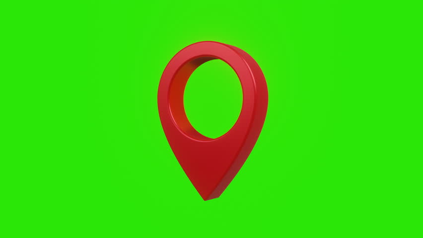3D GPS icon on green screen background, navigation symbols. Location and travel concept. Point of interest. Sign and pin to indicate the route, map, gps, direction, place, compass. 3d animation