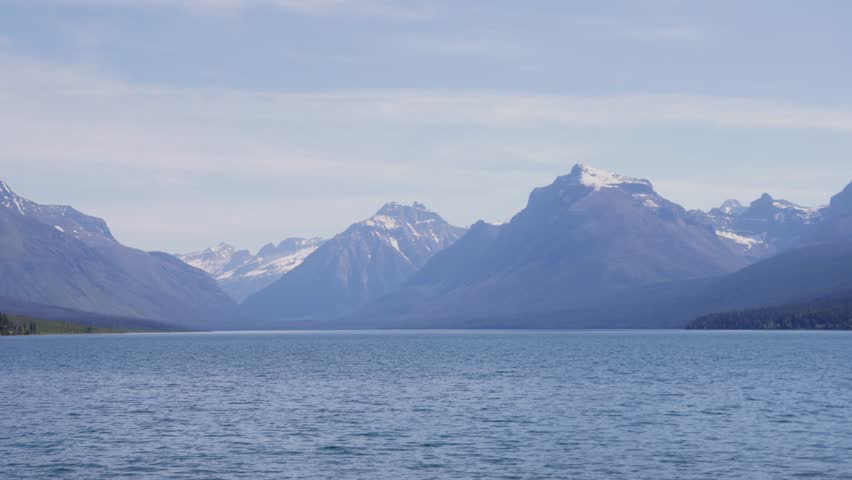 Lake McDonald in the Summer with Snow Capped Mountains in Glacier National Park in Montana