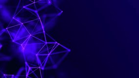 Abstract network connections in purple color on a blue background. Multicolored ultraviolet plexus effect. Looped neural networks, points connected by lines, move chaotically. Template Geometric - Powered by Shutterstock - Get 15% off with code: PIKWIZARD15