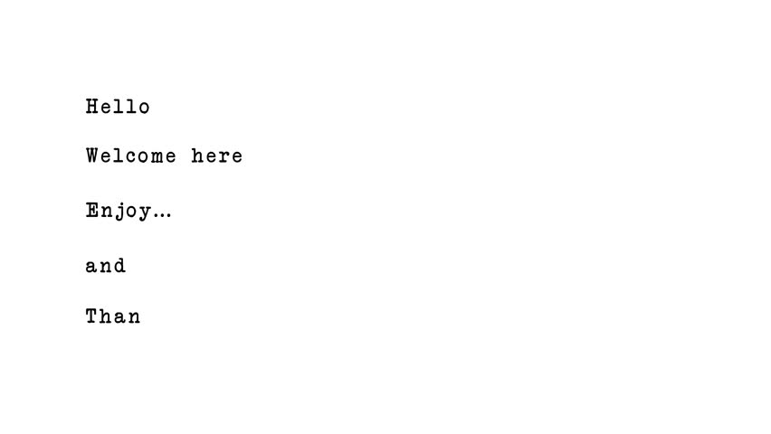 Introducing animation Text hello ect white background. for Opening videos.