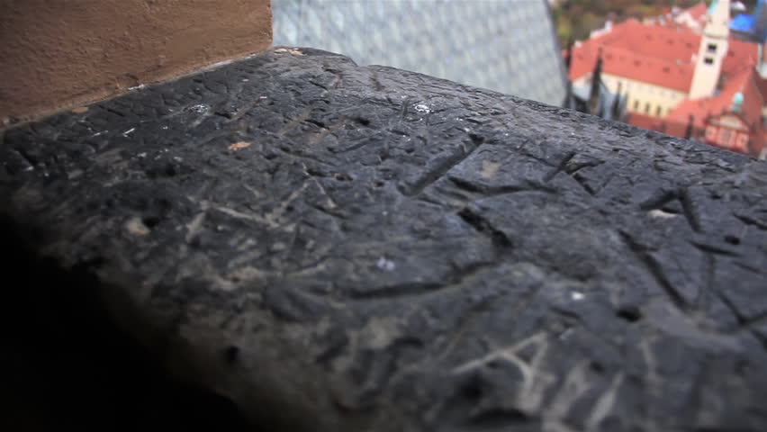 Ancient Stone Inscriptions on Window Ledge, St Vitus Cathedral, Prague, Czech Republic