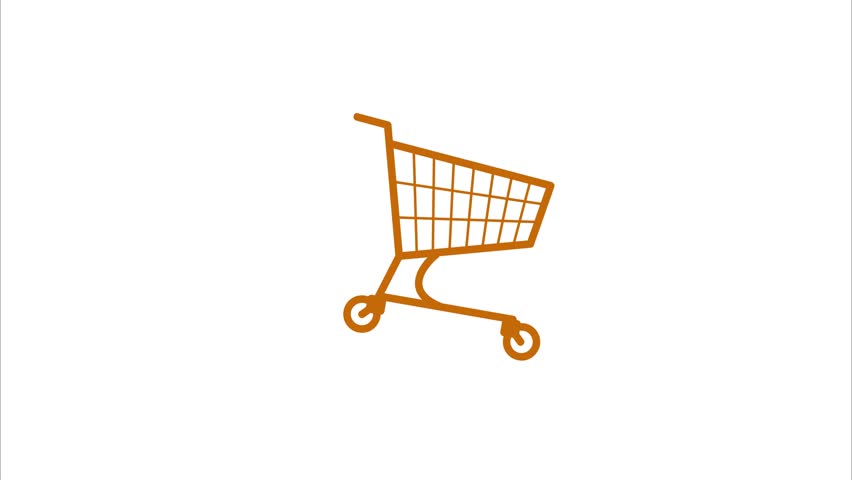 flat animation of a fully loaded trolley for e commerce.  suitable for describing the activities of content creators and animations about Shopping.