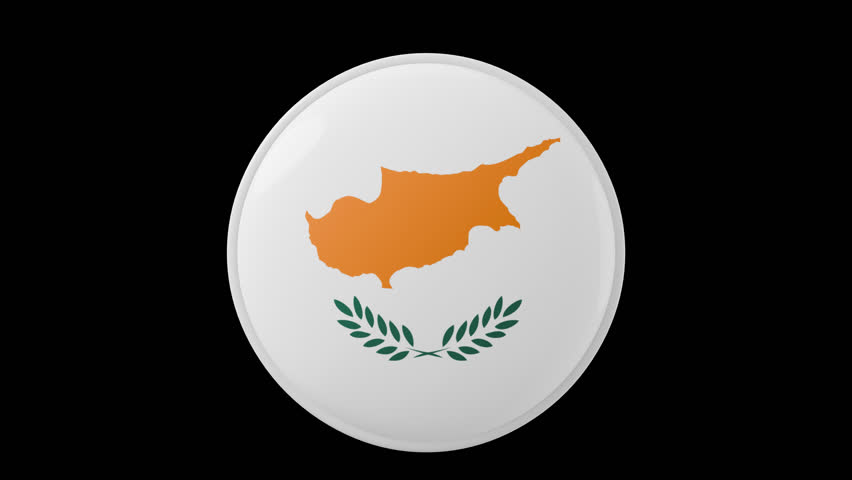 Cyprus Circle flag icon simple looped animation. Transparent backgound. 3d rendered movie with alpha channel. Round shape.