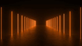 Experience a long tunnel of orange lights glowing in a dark room, creating a captivating visual effect. - Powered by Shutterstock - Get 15% off with code: PIKWIZARD15