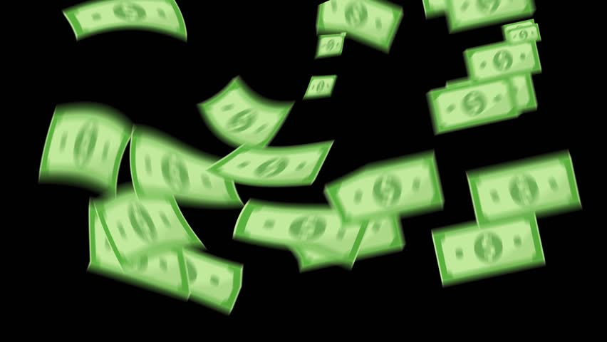 Flying dollar bills animation. Paper money banknote, finance. 2d animation money.