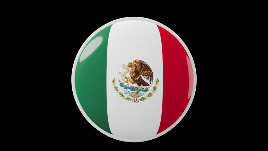 Mexico, mexican Circle flag icon simple looped animation. Transparent backgound. 3d rendered movie with alpha channel. Round shape.