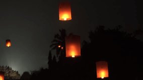 Lantern lights released into the night sky to celebrate Vaisak Day in Borobudur Temple, religion ceremony concept. - Powered by Shutterstock - Get 15% off with code: PIKWIZARD15