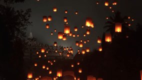 Indonesian people gathering together to release lantern during buddhism Vaisak Day celebration at Borobudur Temple. - Powered by Shutterstock - Get 15% off with code: PIKWIZARD15