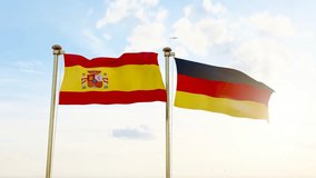 Germany and Spain Flags are waving in the spring of the blue sky, looped video. 4K ULTRA HD.  - Powered by Shutterstock - Get 15% off with code: PIKWIZARD15