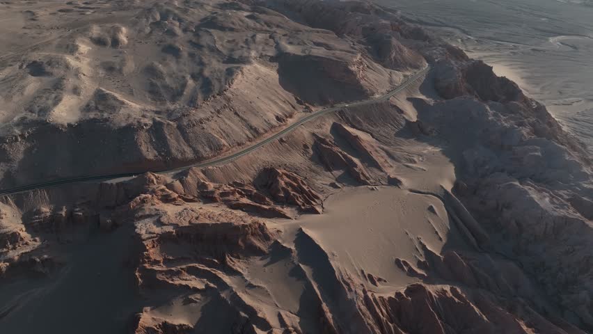 Atacama Desert, Chile. San Pedro de Atacama, Valle de la Luna. Aerial view by drone.