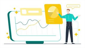a man analyzing statistic data isolated on white background business animated illustration video - Powered by Shutterstock - Get 15% off with code: PIKWIZARD15