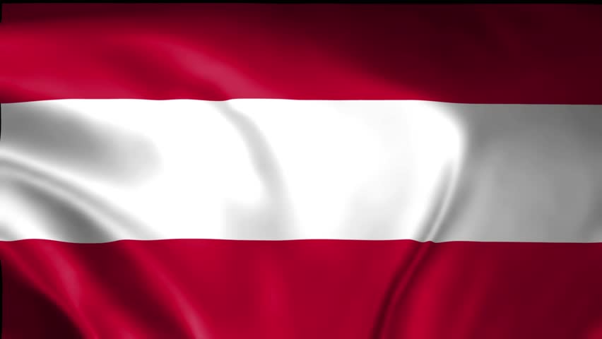 A 3D illustration of the national flag of Austria (Flagge Osterreichs) waving, seamless animated background