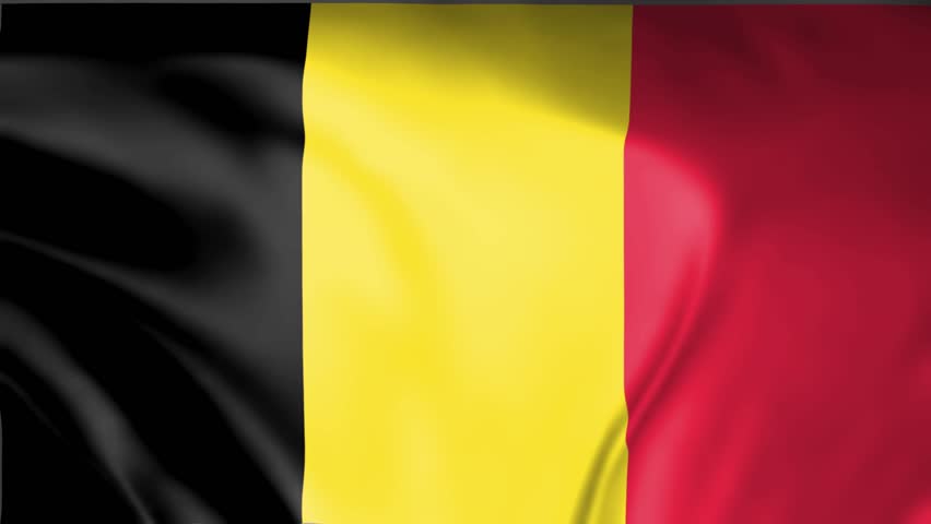A 3D illustration of the national flag of Belgium waving, seamless animated background