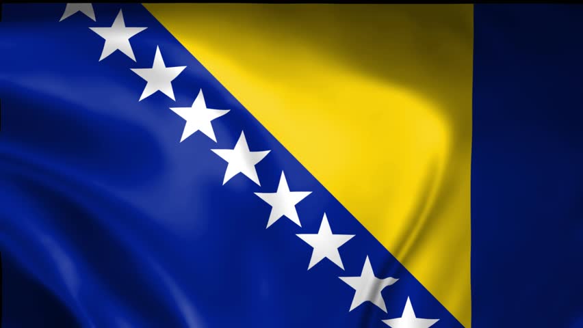 A 3D illustration of the flag Bosnia and Herzegovina waving, seamless animated background