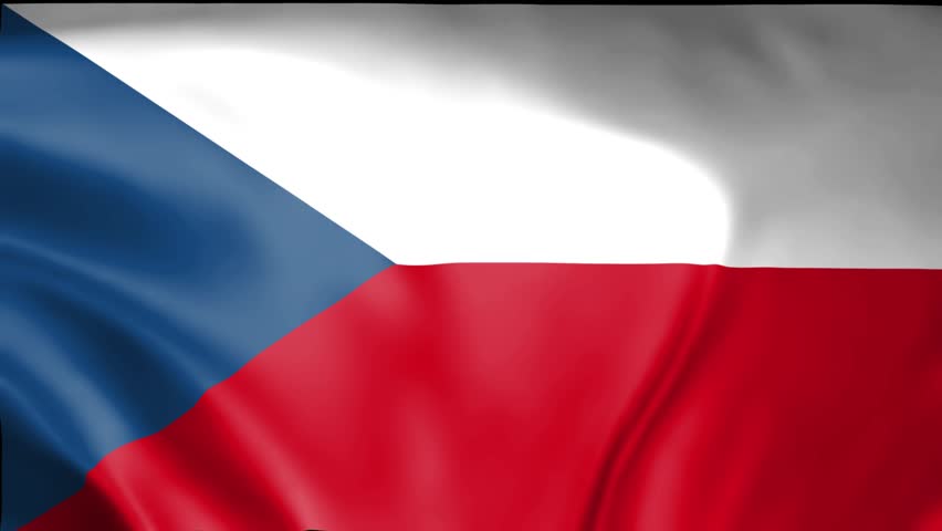 A 3D illustration of the national flag of the Czech Republic waving, seamless animated background