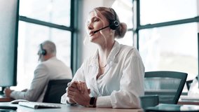Call center, woman and talking on microphone for support, help desk and advice for customer service. Telemarketing, female agent and consulting for business crm, FAQ questions and about us fin office - Powered by Shutterstock - Get 15% off with code: PIKWIZARD15