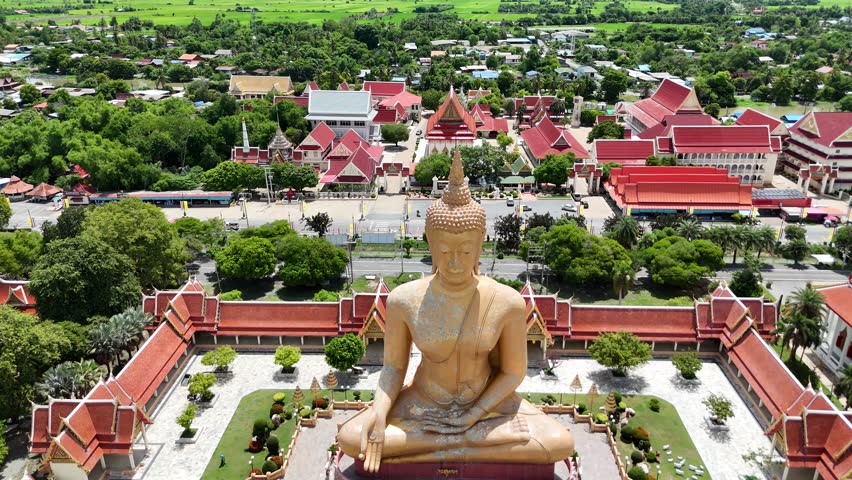 High angle shot, Thai temple, Big Buddha, Thai art, Buddhism, Buddha
