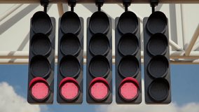 Close up of the car racing starting lights sequence signalling the beginning of the race. 3d animation rendering - Powered by Shutterstock - Get 15% off with code: PIKWIZARD15